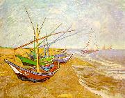 Vincent Van Gogh Fishing Boats on the Beach at Saintes-Maries oil painting artist